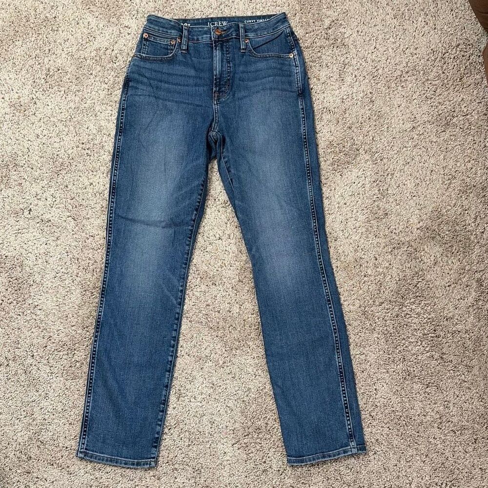 J. Crew Curvy Vintage Slim Straight Jeans Women’s 28T Medium Wash High Rise Deni